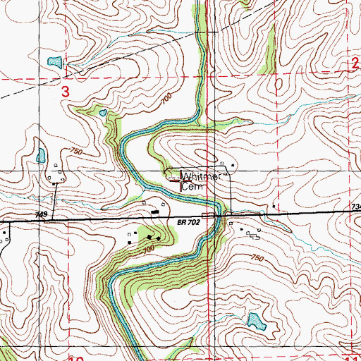 Topographic Map of Whitmer Cemetery, IA