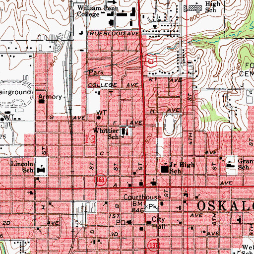 Topographic Map of Whittier School, IA