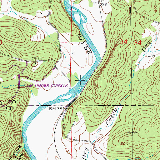 Topographic Map of Bee Gum Hollow, AR