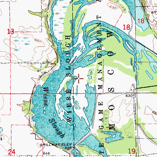 Topographic Map of Wiese Slough State Game Management Area, IA