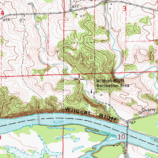 Topographic Map of Wildcat Bluff Recreation Area, IA
