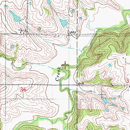 Topographic Map of Wildcat Creek, IA
