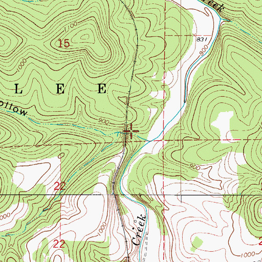 Topographic Map of Bee Hollow, AR