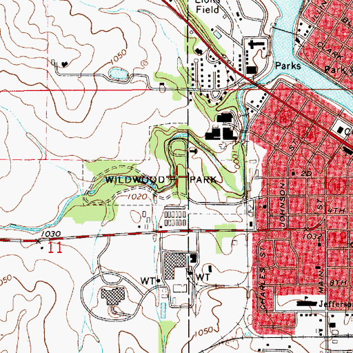 Topographic Map of Wildwood Park, IA