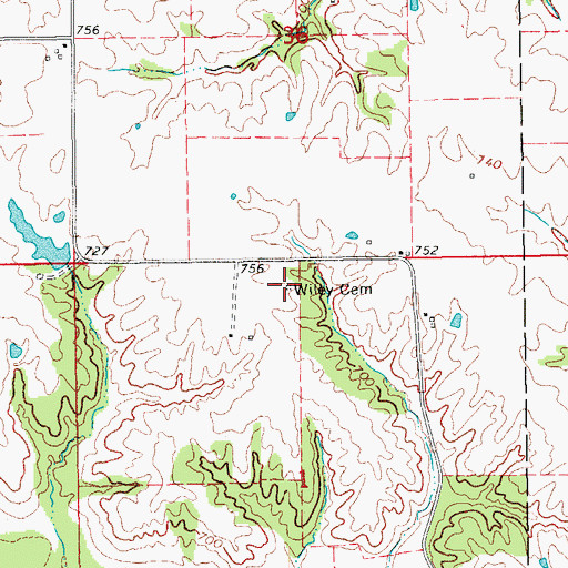 Topographic Map of Wiley Cemetery, IA