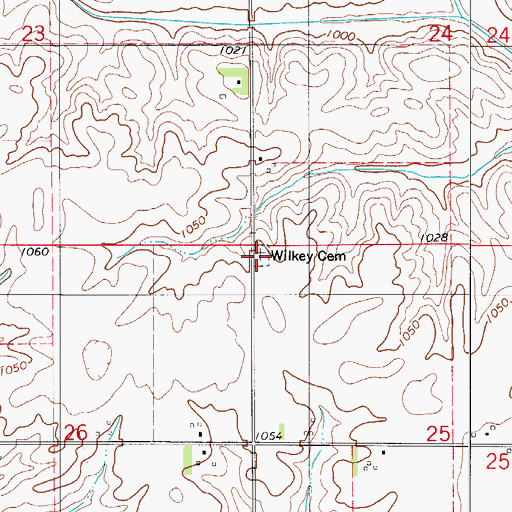 Topographic Map of Wilkey Cemetery, IA
