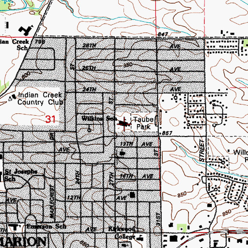 Topographic Map of Wilkins Elementary School, IA