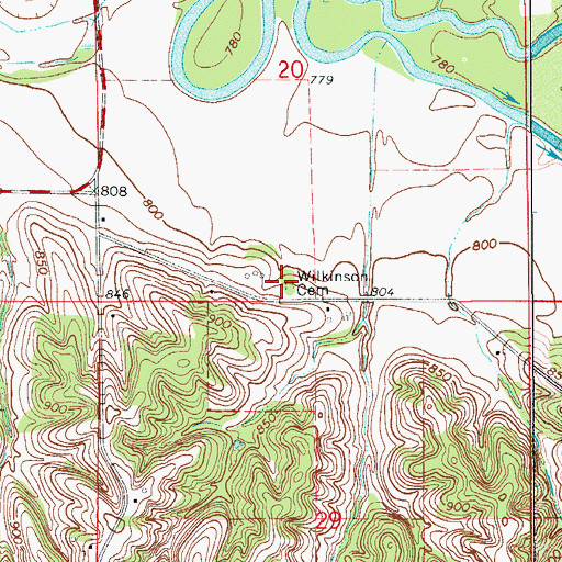 Topographic Map of Wilkinson Cemetery, IA