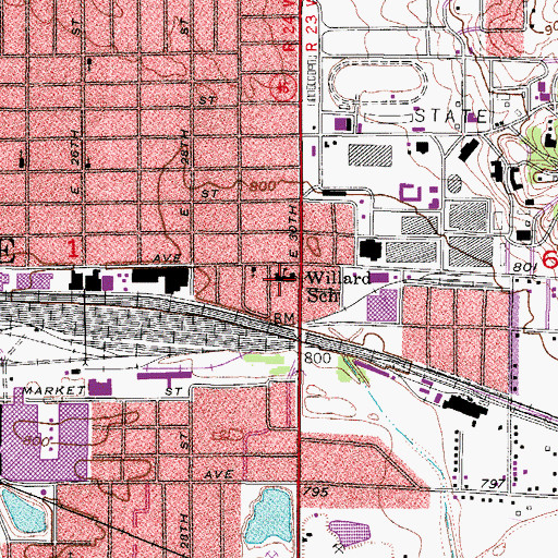 Topographic Map of Willard Elementary School, IA