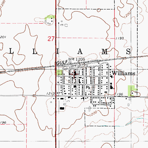Topographic Map of Williams, IA