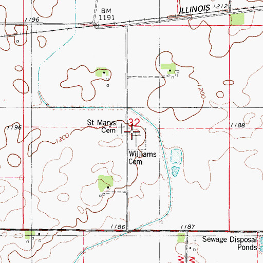 Topographic Map of Williams Cemetery, IA