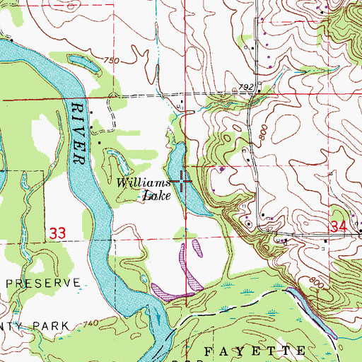 Topographic Map of Williams Lake, IA