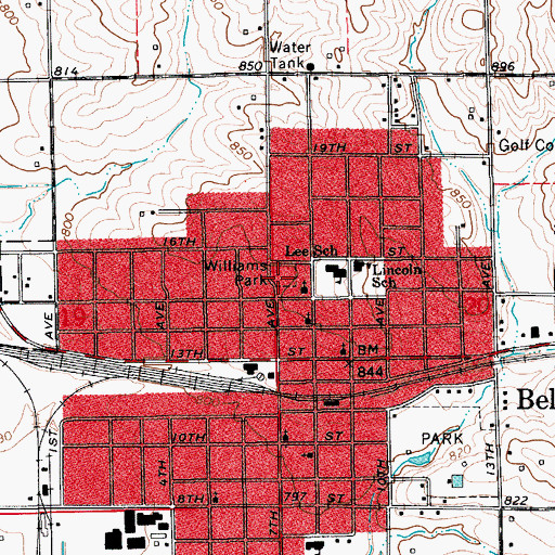 Topographic Map of Williams Park, IA