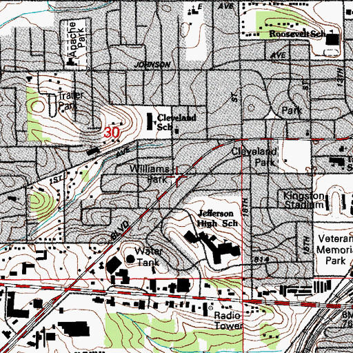 Topographic Map of Williams Park, IA