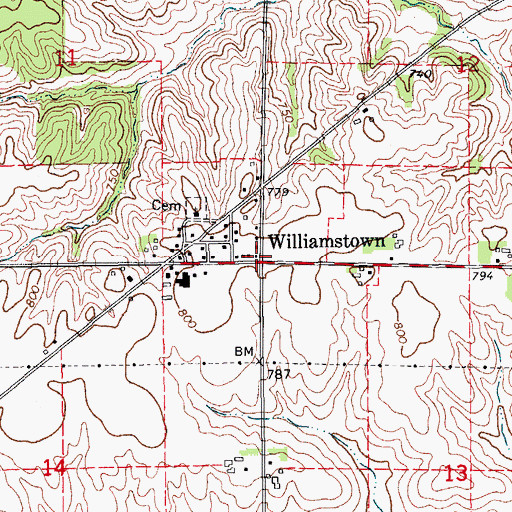 Topographic Map of Frytown, IA