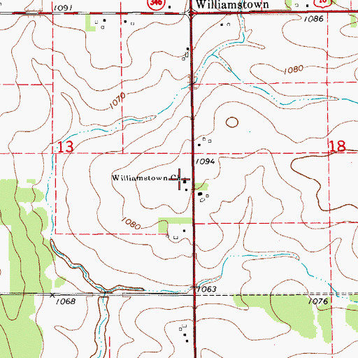 Topographic Map of Williamstown Church, IA