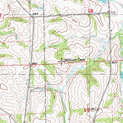 Topographic Map of Willison Cemetery, IA
