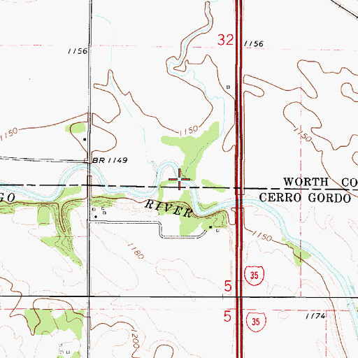 Topographic Map of Willow Creek, IA