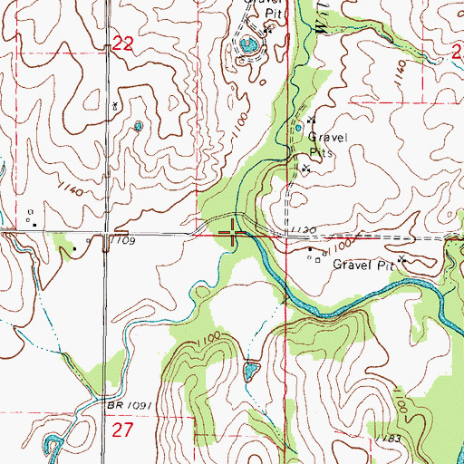Topographic Map of Willow Creek, IA