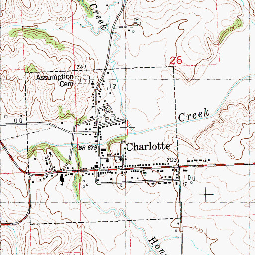 Topographic Map of Willow Creek, IA