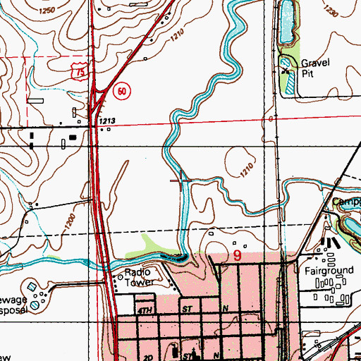 Topographic Map of Willow Creek, IA