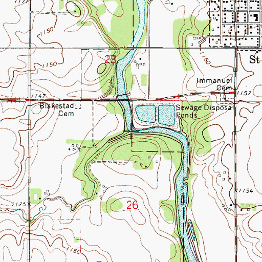 Topographic Map of Willow Creek, IA