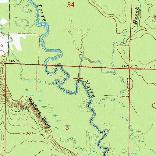 Topographic Map of Beech Branch, AR