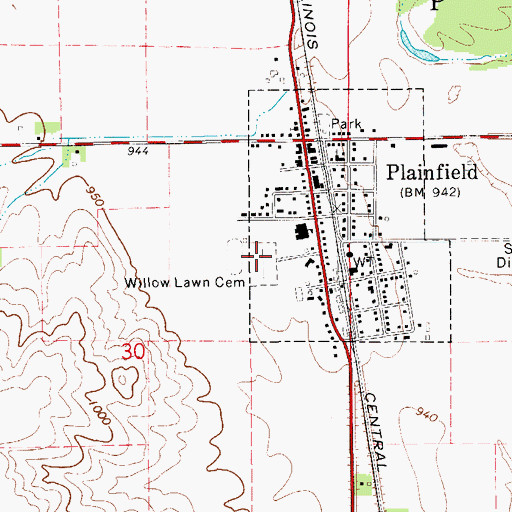 Topographic Map of Willow Lawn Cemetery, IA