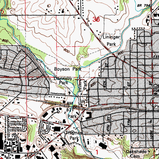 Topographic Map of Willow Park, IA