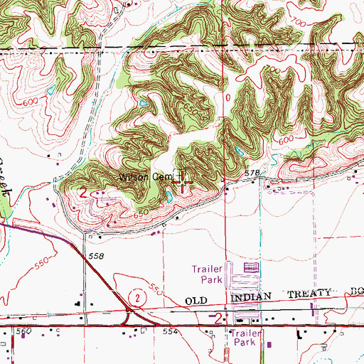 Topographic Map of Wilson Cemetery, IA