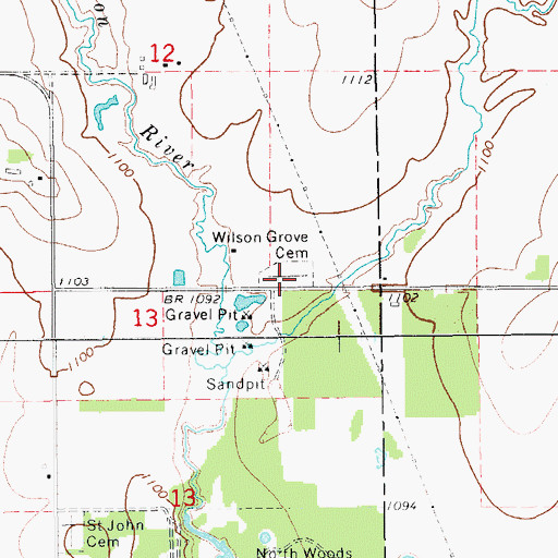 Topographic Map of Wilson Grove Cemetery, IA