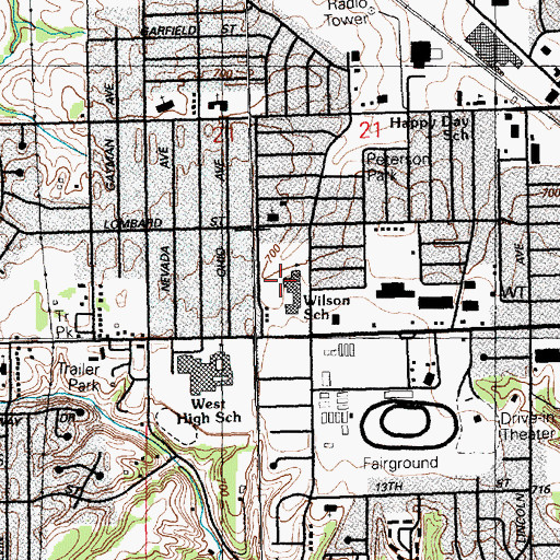 Topographic Map of Wilson Elementary School, IA