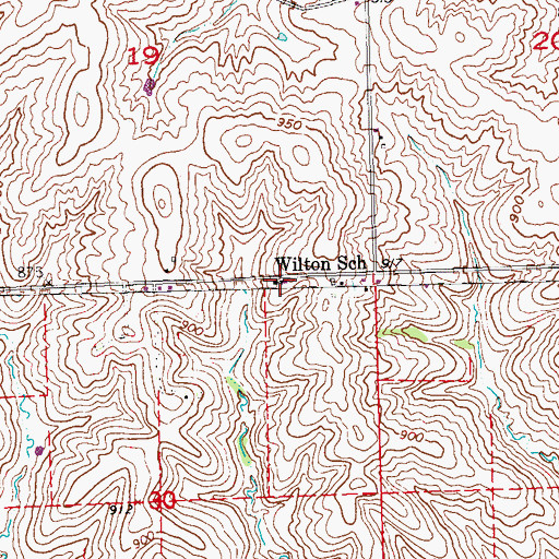 Topographic Map of Wilton School, IA