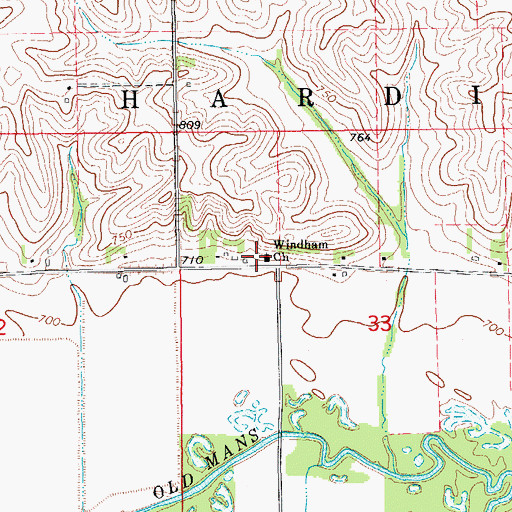Topographic Map of Windham Church, IA