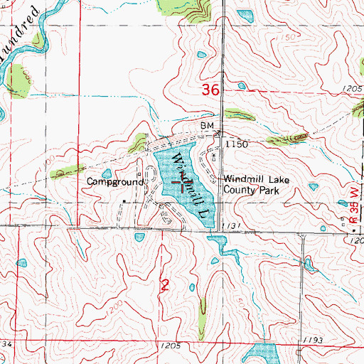 Topographic Map of Windmill Lake, IA