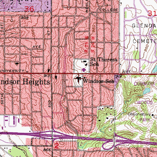 Topographic Map of Windsor School, IA
