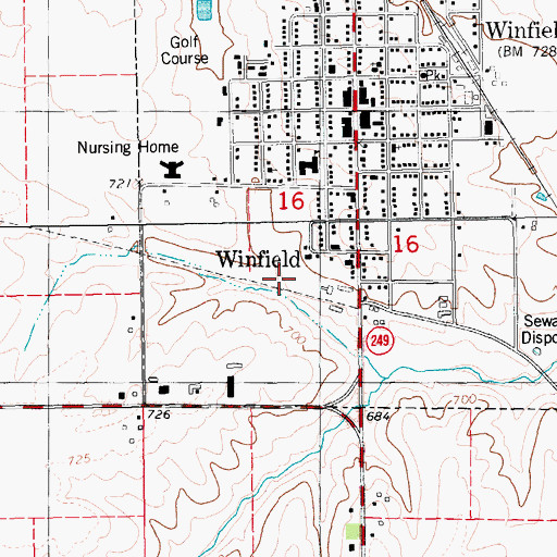 Topographic Map of Winfield, IA