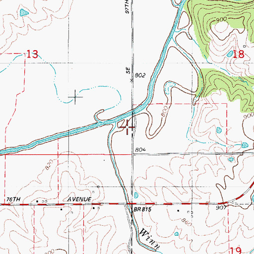 Topographic Map of Winn Branch, IA