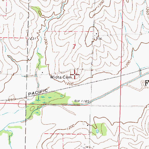 Topographic Map of Wiota Cemetery, IA