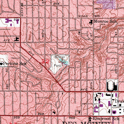 Topographic Map of Witmer Park, IA