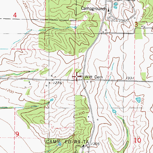 Topographic Map of Witt Cemetery, IA