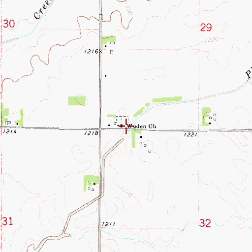 Topographic Map of Woden Church, IA