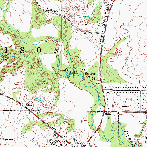 Topographic Map of Wolf Creek, IA