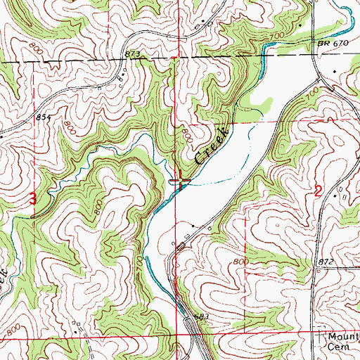 Topographic Map of Wolf Creek, IA