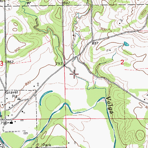 Topographic Map of Wolf Creek, IA