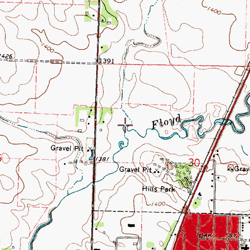 Topographic Map of Wolf Creek, IA