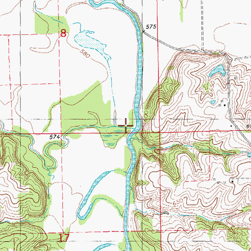 Topographic Map of Wolf Creek, IA