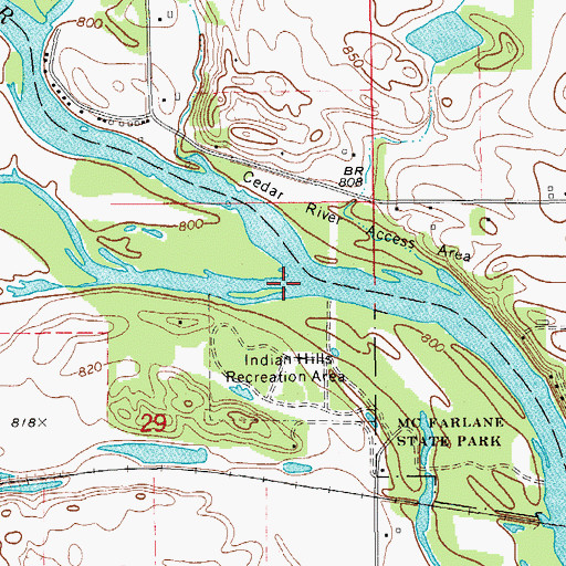 Topographic Map of Wolf Creek, IA