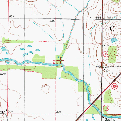Topographic Map of Wolf Creek, IA