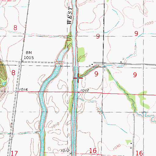Topographic Map of Wolf Run, IA